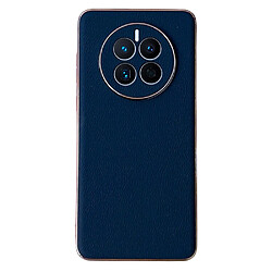 Coque en TPU + cuir véritable électroplaqué, anti-chute pour votre Huawei Mate 50 4G - bleu