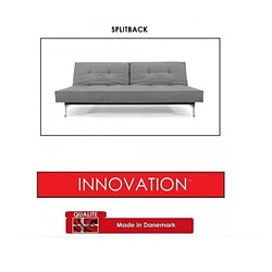 Inside 75 INNOVATION LIVING Canape SPLITBACK STYLETTO convertible lit 115*210 cm piétement noyer Tissu Flashtex Dark Grey