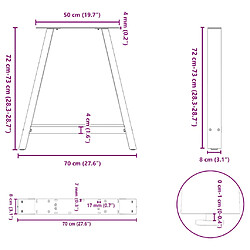 vidaXL Pieds de table basse forme de A 2 pcs noir 70x(72-73) cm acier pas cher