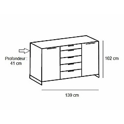 Acheter Inside 75 Commode Buffet 5 tiroirs 2 portes style industriel PORTLAND chêne poutre métal L:139