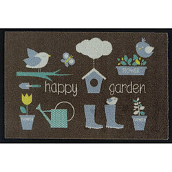 Tapis anti-poussière ""Happy garden"" en polyamide multicolore - Dim : 40 x 60 cm- PEGANE -