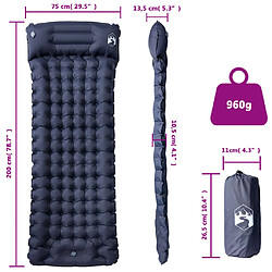 vidaXL Matelas de camping autogonflant avec oreiller 1 personne gris pas cher