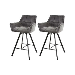 Avis Lisa Design Hatti - lot de 2 tabourets de bar pivotants - en velours gris