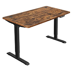 Helloshop26 Bureau électrique réglable en hauteur en continu bureau assis-debout avec moteur longueur réglable 140 x 70 x (73-114) cm en acier marron rustique et noir 12_0001328