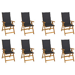 vidaXL Chaises pliables de jardin avec coussins lot de 8 Bois d'acacia