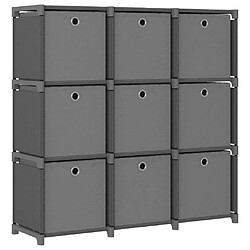 vidaXL Étagère à 9 cubes avec boîtes Gris 103x30x107,5 cm Tissu