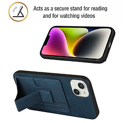 Coque en TPU + PU avec béquille et porte-carte pour votre iPhone 14 Plus - saphire