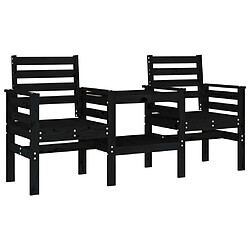 Maison Chic Banc de jardin 2 places | Banquette de jardin avec table | Chaise Relax noir bois massif de pin -MN49240