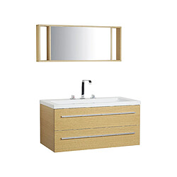 Beliani Meuble vasque à tiroirs beige avec miroir ALMERIA