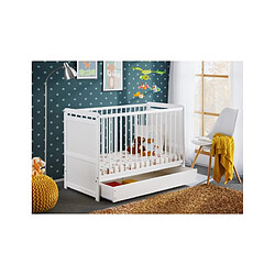 Asm Lit bébé tradition TYMEK en bois de pin avec tiroir 67x124 x H 56,90 cm