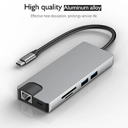 Avis Wewoo HUB basix TW9R 9 en 1 USB-C / Type-C à 2 USB 3.0 + USB-C / Type-C + HDMI + VGA + RJ45 Adaptateur HUB avec fentes pour carte Micro SD / SD Gris