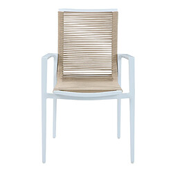 AXI Zora Salon de Jardin avec Table et 4 chaises en BLANC / marron | Table et Chaises de Jardin/Table de Jardin, Aspect bois en Aluminium / PSPC | Table à manger d'extérieur / jardin pas cher