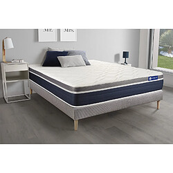 ACTISOM Ensemble ACTILATEX CONFORT Matelas Latex+mémoire de forme 140x190 cm Maxi épaisseur 7zones de confort + sommier KIT gris