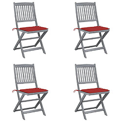 vidaXL Chaises pliables d'extérieur lot de 4 et coussins - Bois d'acacia