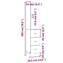 vidaXL Buffet haut Blanc 34,5x34x180 cm Bois d'ingénierie pas cher