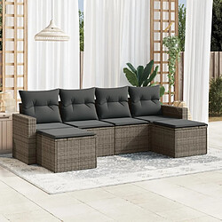 Maison Chic Salon de jardin 6 pcs avec coussins | Ensemble de Table et chaises | Mobilier d'Extérieur gris résine tressée -GKD85041