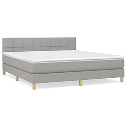 vidaXL Sommier à lattes de lit avec matelas Gris clair 160x200cm Tissu