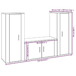 vidaXL Ensemble de meubles TV 3 pcs Blanc brillant Bois d'ingénierie pas cher