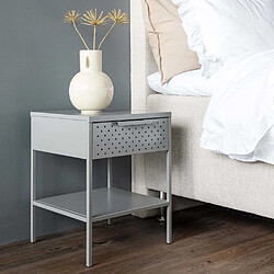 Venture Home Table de chevet en acier Sacramento gris clair.