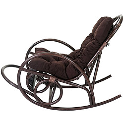 Avis Mendler Fauteuil à bascule HWC-C40, rocking-chair, fauteuil en rotin, marron ~ coussin marron