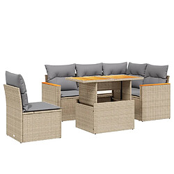 vidaXL Salon de jardin avec coussins 6 pcs beige résine tressée