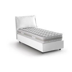 Avis Autrement Talamo Italia Veronica lit simple avec conteneur, Made in Italy, en tissu amovible, 80x190 cm, avec ouverture latérale, Blanc, avec matelas inclus.