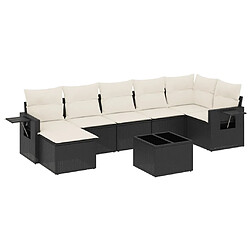 Maison Chic Ensemble Tables et chaises d'extérieur 8 pcs avec coussins,Salon de jardin noir résine tressée -GKD727384