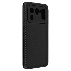 Avizar Housse Xiaomi Mi 11 Ultra Porte-carte Dragonne Effet Carbone noir