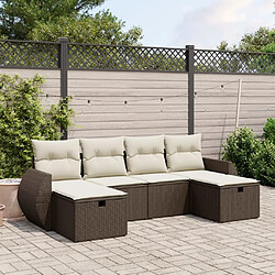 vidaXL Salon de jardin avec coussins 6 pcs marron résine tressée