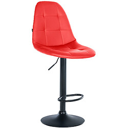 Decoshop26 Tabouret de bar x1 avec repose-pieds hauteur réglable pivotant assise en PVC rouge cadre métallique noir 10_0004817