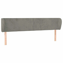 Maison Chic Tête de lit scandinave avec oreilles,meuble de chambre Gris clair 163x23x78/88 cm Velours -MN51329