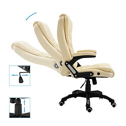 Helloshop26 Chaise fauteuil siège de bureau informatique étude similicuir crème 02_0024000 pas cher