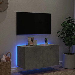 Avis vidaXL Meuble TV mural avec lumières LED gris béton 80x35x41 cm