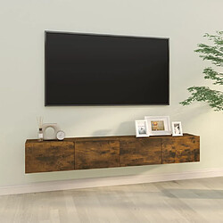 vidaXL Meubles TV muraux 2pcs chêne fumé 100x30x30cm bois d'ingénierie