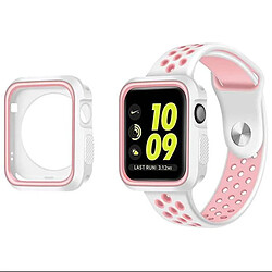 PHONECARE Kit Coque Military DoubleColor + Bracelet Bicolore SportStyle pour Apple Watch Series 3 - 38mm - Blanc / rose