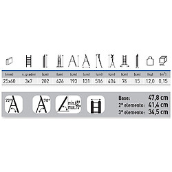 Facal Srl Echelle transformable 3 plans en aluminium charnières en acier SL200-3