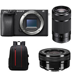 SONY A6400 Body Black + SONY SEL 16-50MM F3.5-5.6 OSS Black (WHITE BOX) + SONY SEL 55-210MM F4.5-6.3 OSS Black (White Box) + Backpack Black