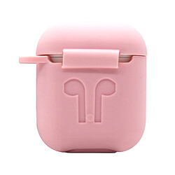 Housse de protection en silicone avec porte-clés en métal pour apple airpods rose