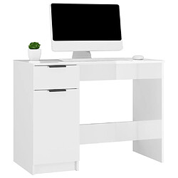 Maison Chic Bureau,Table de travail,bureau de travail pour chambre Blanc brillant 100x50x75 cm Bois d'ingénierie -GKD36954 pas cher