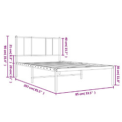 Vidaxl Cadre de lit métal avec tête de lit noir 80x200 cm pas cher