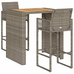 vidaXL Ensemble de bar de jardin 3 pcs sans coussins gris poly rotin