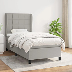 Maison Chic Lit Adulte - Lit simple Lit à sommier tapissier avec matelas moelleux - Meuble de Chambre - Gris clair 100x200cm Tissu -MN53372