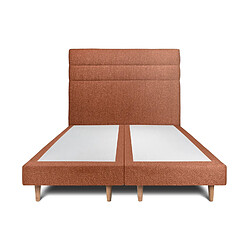 Sommeil de plomb Lit 180x200cm avec tête de lit lignes bouclette et double sommier tapissier terracotta Hauteur totale : 29cm