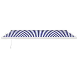 Avis Maison Chic Store banne | Auvent rétractable de porte | Marquise Brise-soleil bleu et blanc 5x3 m tissu et aluminium -GKD61597