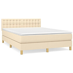 Maison Chic Lit Adulte - Lit simple Lit à sommier tapissier avec matelas moelleux - Meuble de Chambre - Crème 140x200 cm Tissu -MN49204