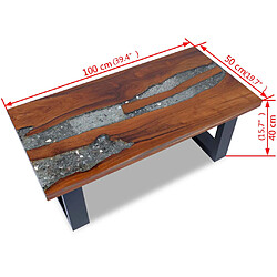 vidaXL Table basse Teck Résine 100x50 cm pas cher