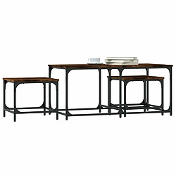 Avis Maison Chic Ensemble de 3 Tables basses gigognes,Table Console pour salon chêne fumé bois d'ingénierie -MN95113