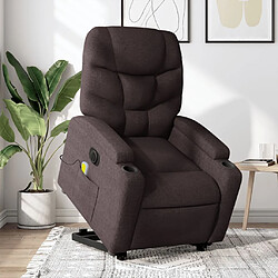 Maison Chic Fauteuil Relax pour salon, Fauteuil inclinable de massage électrique Marron foncé Tissu -GKD80508