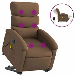 Maison Chic Fauteuil Relax pour salon, Fauteuil inclinable de massage électrique Marron Tissu -GKD15834