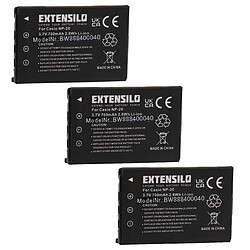 Vhbw EXTENSILO 3x Batteries compatible avec Casio Exilim EX-S100, EX-M1, EX-M2, EX-M20, EX-S1 appareil photo, reflex numérique (700mAh, 3,7V, Li-ion)